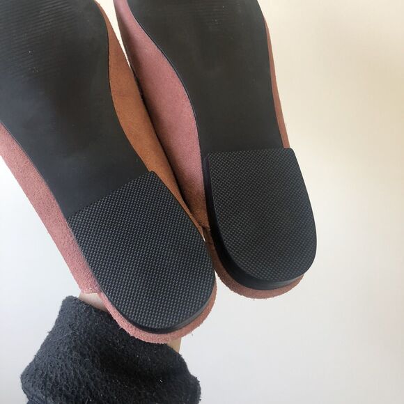 Ellos Horsebit Leather Suede Mules Loafers Pink Rose Embroidered Womens Size 8.5 - Picture 12 of 13